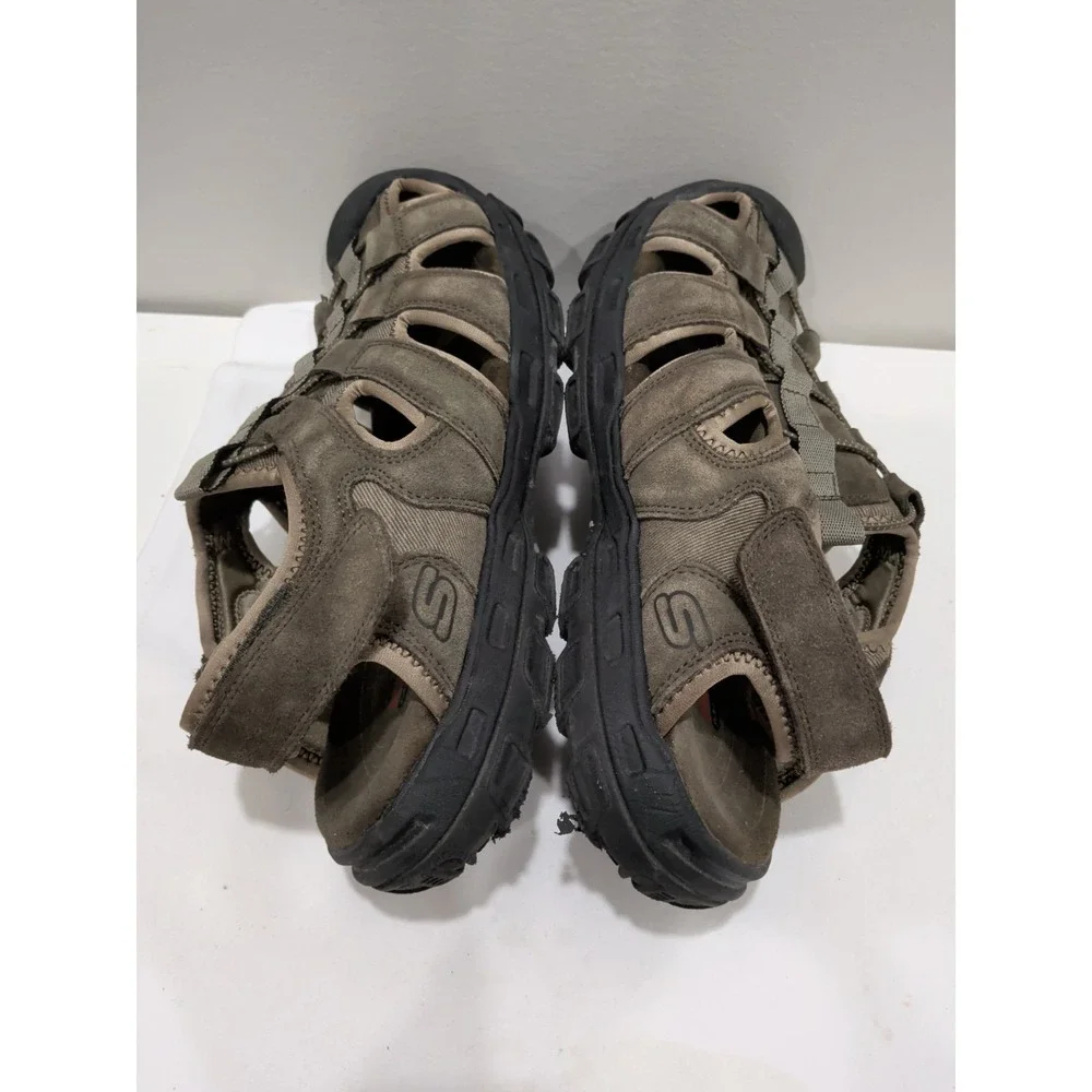 Skechers Men's  12 Garver Selmo 64641 Olive Green  Fisherman Sandals Memory Foam